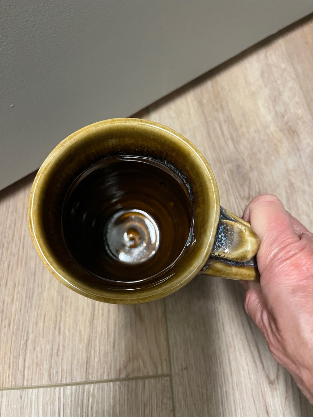 Handmade Glazed Pottery Mug in Brown and Amber - Picture 5 of 7